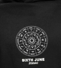 Pullover & Sweater*Sixth June Zodiac Herren Kapuzen-Pullover mit Baumwollanteil Sweat-Pullover mit Sternzeichen-Kreis-Print Langarm-Hoodie M22629VSW Schwarz
