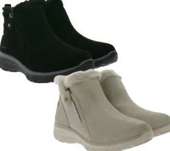 Boots & Stiefel*Skechers Damen Easy Going High Zip 2 Ankle-Boots mit Air-Cooled Memory-Foam Winter-Schuhe Waterproofed 168042 Beige oder Schwarz