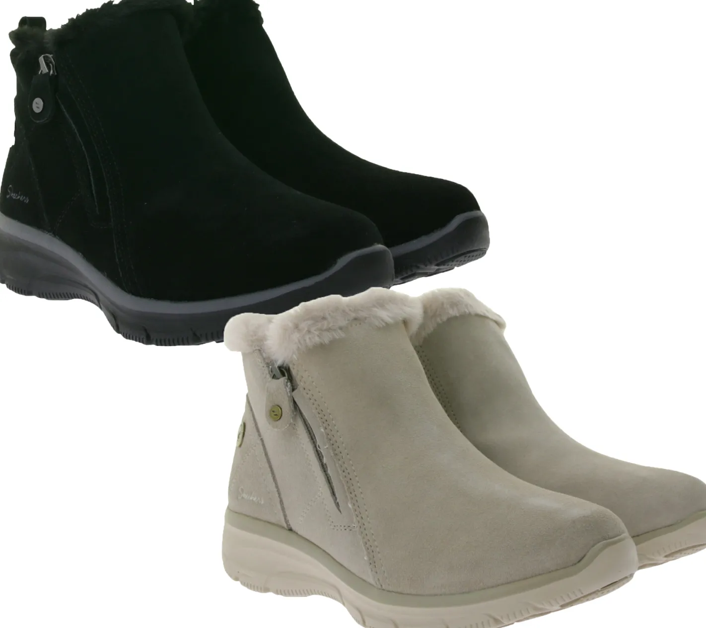 Boots & Stiefel*Skechers Damen Easy Going High Zip 2 Ankle-Boots mit Air-Cooled Memory-Foam Winter-Schuhe Waterproofed 168042 Beige oder Schwarz