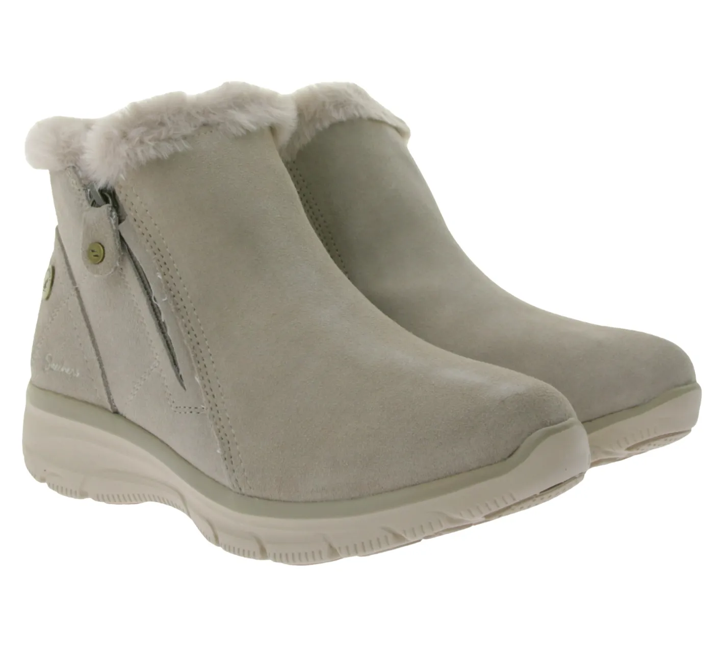 Boots & Stiefel*Skechers Damen Easy Going High Zip 2 Ankle-Boots mit Air-Cooled Memory-Foam Winter-Schuhe Waterproofed 168042 Beige oder Schwarz