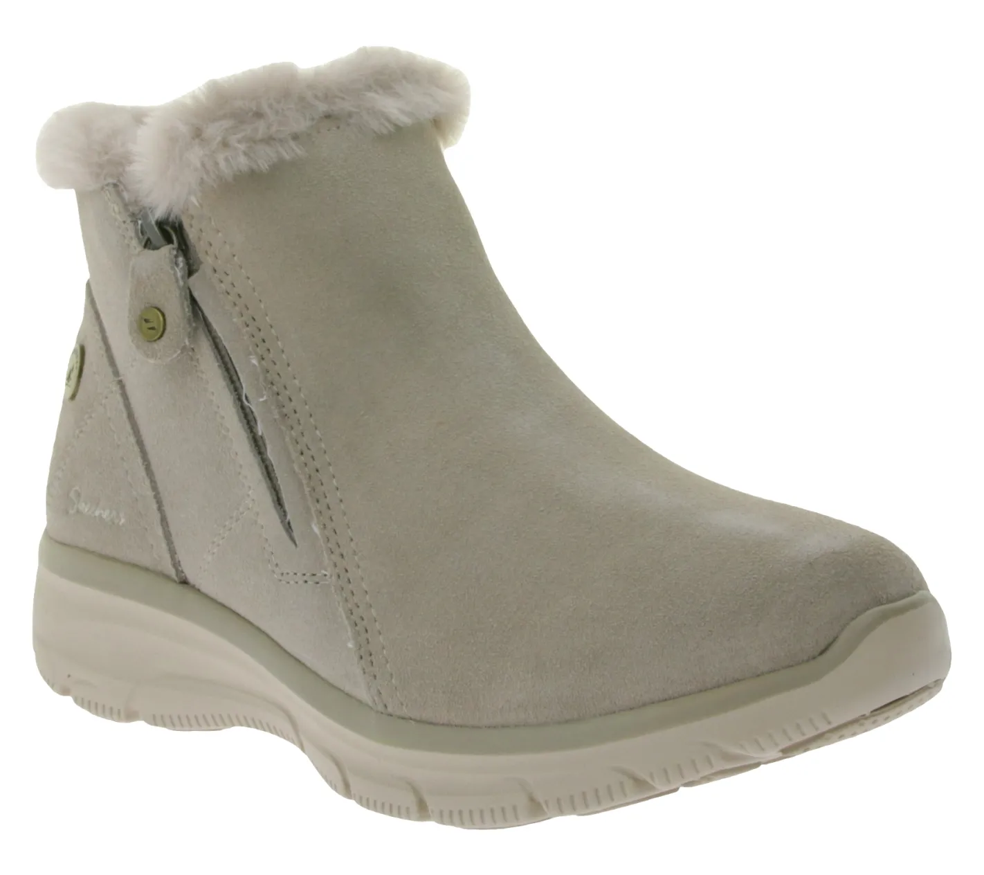 Boots & Stiefel*Skechers Damen Easy Going High Zip 2 Ankle-Boots mit Air-Cooled Memory-Foam Winter-Schuhe Waterproofed 168042 Beige oder Schwarz