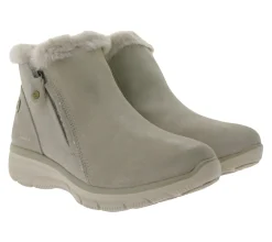 Boots & Stiefel*Skechers Damen Easy Going High Zip 2 Ankle-Boots mit Air-Cooled Memory-Foam Winter-Schuhe Waterproofed 168042 Beige