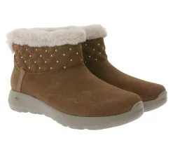 Ballerinas & Slipper|Boots & Stiefel*Skechers Hands Free Slip-ins On-The-Go Joy-Cozy Shimmer Damen Schlupf-Stiefelette mit Air-Cooled Memory-Foam Slip-On Winter-Schuhe mit Scotchgard 144816 Braun