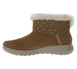 Ballerinas & Slipper|Boots & Stiefel*Skechers Hands Free Slip-ins On-The-Go Joy-Cozy Shimmer Damen Schlupf-Stiefelette mit Air-Cooled Memory-Foam Slip-On Winter-Schuhe mit Scotchgard 144816 Braun