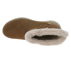 Ballerinas & Slipper|Boots & Stiefel*Skechers Hands Free Slip-ins On-The-Go Joy-Cozy Shimmer Damen Schlupf-Stiefelette mit Air-Cooled Memory-Foam Slip-On Winter-Schuhe mit Scotchgard 144816 Braun