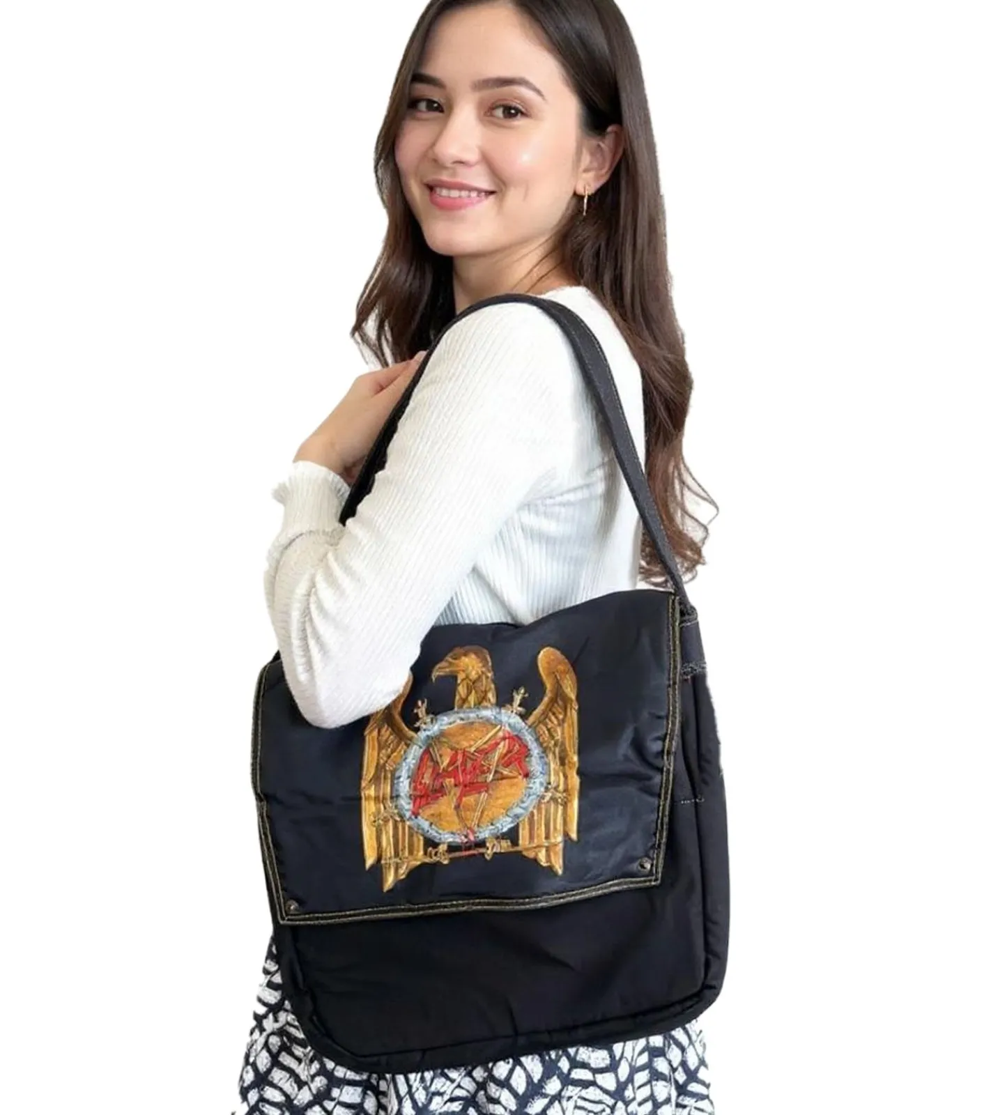 Rucksäcke & Taschen*BioworldMerch SLAYER Trashmetal-Band Umhänge-Tasche Messengerbag Laptop-Tasche Fan-Artikel 42 x 36 x 6 cm MB106926SLA Schwarz