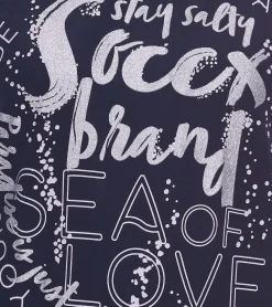 Sweater & Pullover*SOCCX Damen Oversized Sweatshirt mit Rundhals-Ausschnitt Alltags-Pulli SCU-2100-3772 Blau