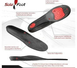 Schuhzubehör & Schuhpflege|Sportausrüstung*SoleFoot Einlegesohlen ideal für Arbeitsschuhe Einlagen Hi-Performance Schuheinlage Work Black Deluxe Edition Schwarz/Rot