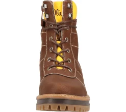 Boots & Stiefel*s.Oliver Damen Schnür-Stiefel mit farblichen Akzenten und Soft FOAM Sohle gefütterte Freizeit-Schuhe 01-1037130 Braun/Gelb