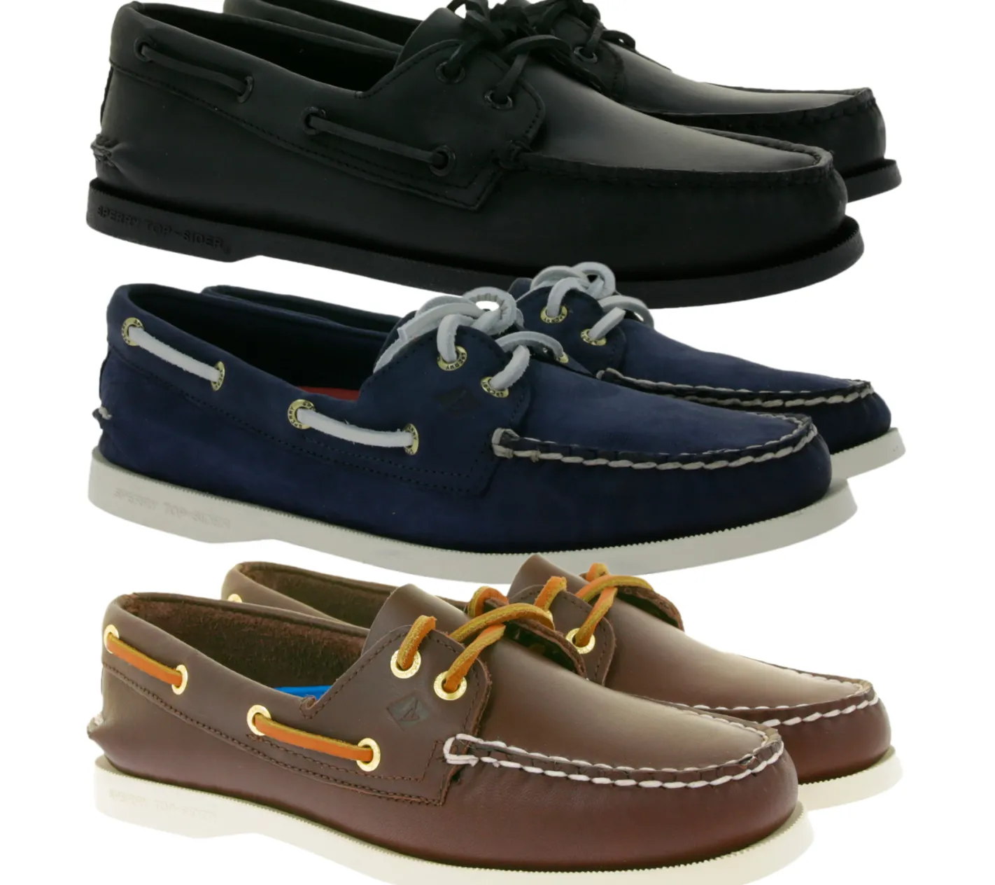 Bootsschuhe & Segelschuhe*SPERRY Authentic Original 2-Eye Segel-Schuhe aus Echtleder Boots-Schuhe in Braun, Schwarz oder Blau