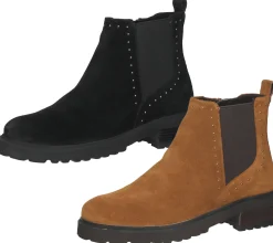 Boots & Stiefel*SPM Lano Damen Echtleder Stiefelette mit Nietenbesatz Chelsea Boots 11000017 Braun oder Schwarz