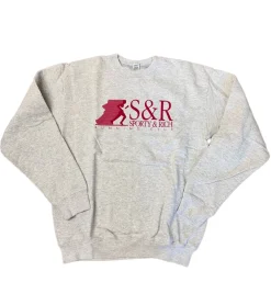 Pullover & Sweater*Sporty & Rich Running Club Sweatshirt mit Rundhals-Ausschnitt Grau/Rot