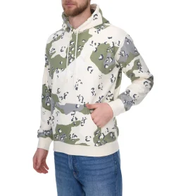 Pullover & Sweater*STAPLE Herren Kapuzen-Pullover mit Kängurutasche Baumwoll-Pullover mit Tauben-Frontprint Camouflage 2209H7066 Olivgrün/Beige