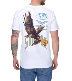 T-Shirts & Tank Tops*STAPLE Montrose Herren Baumwoll-Shirt mit großem Vogel-Rückenprint T-Shirt Rundhals-Shirt 2209C6996 Weiß