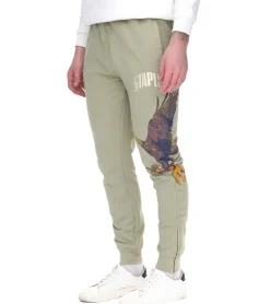Jogginghosen & Fitnessmode*STAPLE Sage Herren lockere Jogger Jogging-Hose mit Schlangen und Adler Print 2209B6997 Olivgrün