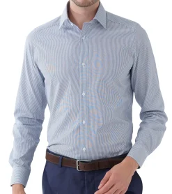 Hemden & Poloshirts*steffen klein Herren Langarm-Hemd gestreiftes Business-Shirt modisches Baumwoll-Hemd 900930 Blau/Weiß