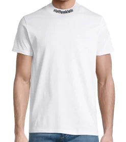 T-Shirts & Tank Tops*steffen klein Herren T-Shirt Baumwoll-Shirt mit Logo-Schriftzug am Hals Rundhals-Shirt 906261 Weiß