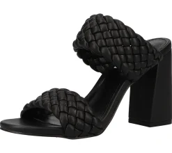 Zehentrenner & Sandalen*Steve Madden Tangle Damen Absatz-Pantoletten mit Flechtriemen Schlappen SM11001435-02002-001 Schwarz