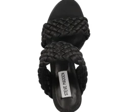 Zehentrenner & Sandalen*Steve Madden Tangle Damen Absatz-Pantoletten mit Flechtriemen Schlappen SM11001435-02002-001 Schwarz