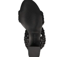 Zehentrenner & Sandalen*Steve Madden Tangle Damen Absatz-Pantoletten mit Flechtriemen Schlappen SM11001435-02002-001 Schwarz