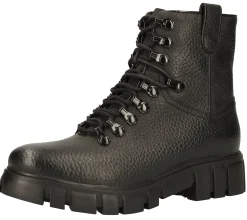 Boots & Stiefel*STEVEN NEW YORK Damen Echtleder Stiefelette Schnür-Schuhe SNY11000103-03003-014 Schwarz