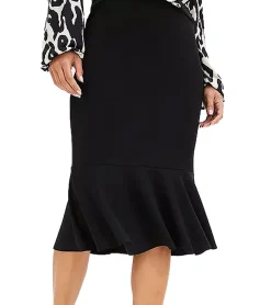 Kleider*O46bpx stilsicheres Damen Midi-Kleid Sommer-Kleid mit Blusenoberteil und Bleistift-Rock Business-Kleid 912462 Schwarz/Weiß