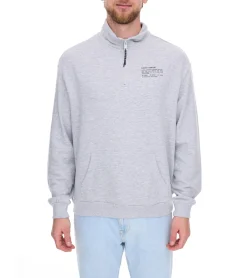 Pullover & Sweater*STITCH & SOUL Herren Sweater mit Reißverschluss moderner Troyer-Pullover mit Stehkragen Baumwoll-Pullover H10014C21404A  23200 Hellgrau