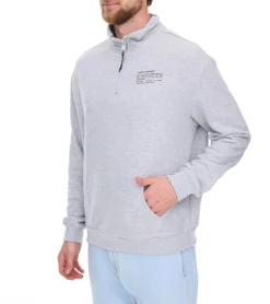 Pullover & Sweater*STITCH & SOUL Herren Sweater mit Reißverschluss moderner Troyer-Pullover mit Stehkragen Baumwoll-Pullover H10014C21404A  23200 Hellgrau