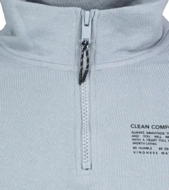 Pullover & Sweater*STITCH & SOUL Herren Sweater mit Reißverschluss moderner Troyer-Pullover mit Stehkragen Baumwoll-Pullover H10014C21404A 19300 Blau