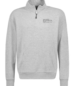 Pullover & Sweater*STITCH & SOUL Herren Sweater mit Reißverschluss moderner Troyer-Pullover mit Stehkragen Baumwoll-Pullover H10014C21404A in Grau, Blau oder Grün