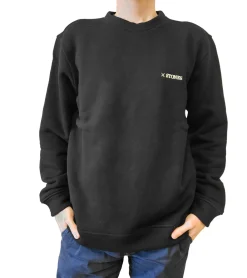 Pullover & Sweater*STONES Herren Basic-Pullover moderner Baumwoll-Sweater Sweatshirt mit Logo-Stickerei Langarm-Shirt 400gsm Schwarz