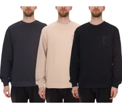 Pullover & Sweater*STONES Herren Basic-Pullover moderner Baumwoll-Sweater Sweatshirt Langarm-Shirt 400gsm in Dunkelgrau, Schwarz oder Beige