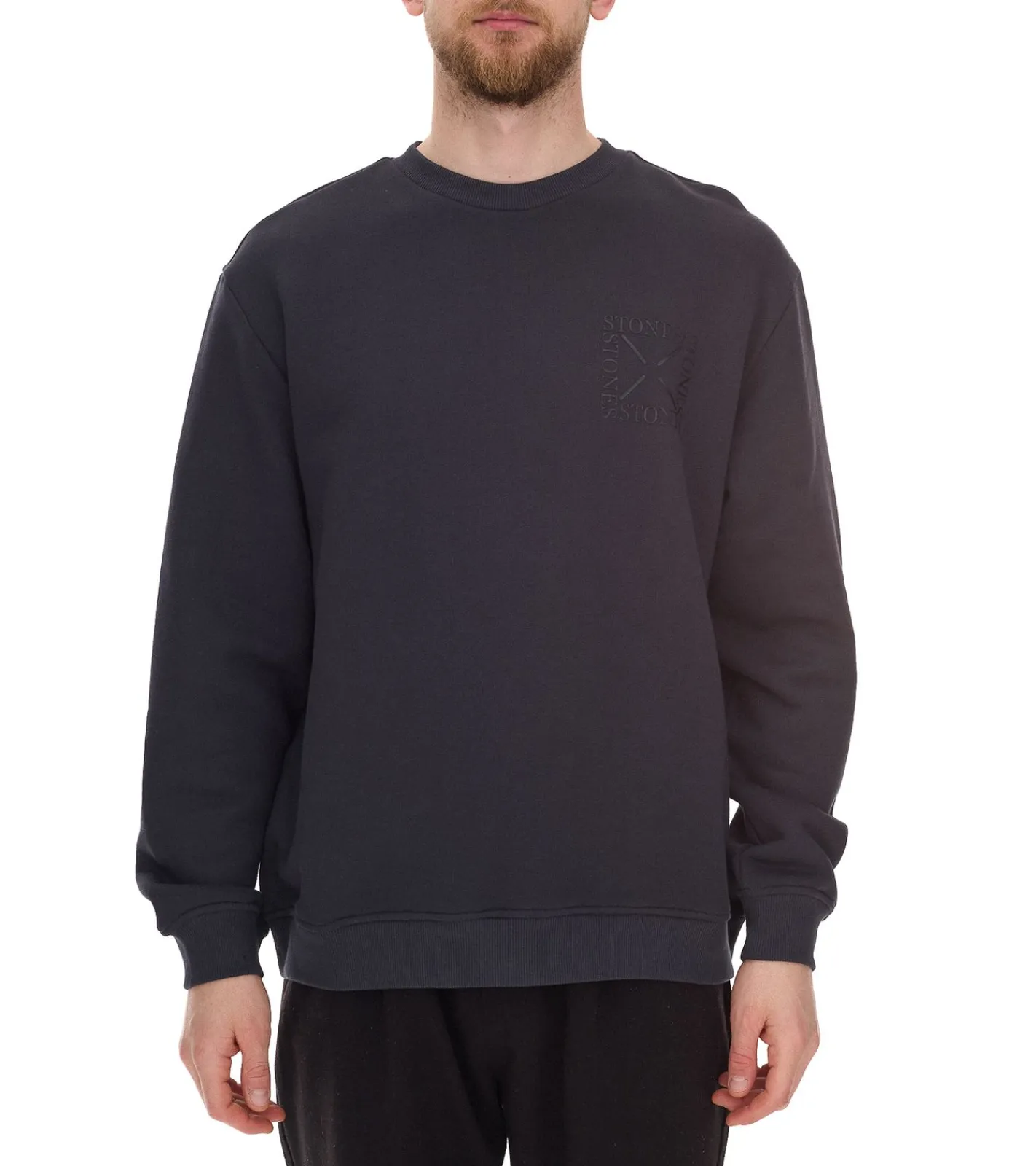 Pullover & Sweater*STONES Herren Basic-Pullover moderner Baumwoll-Sweater Sweatshirt Langarm-Shirt 400gsm in Dunkelgrau, Schwarz oder Beige