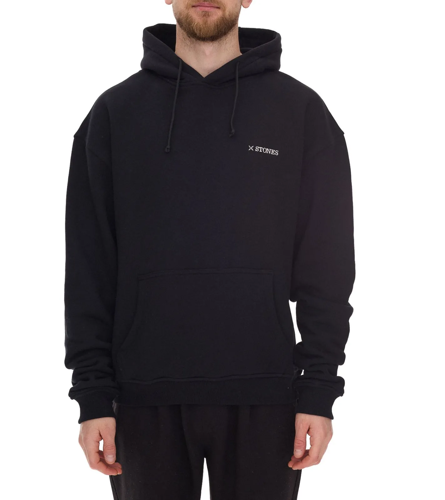 Pullover & Sweater*STONES Herren Hoodie moderner Baumwoll-Pullover Kapuzen-Pullover mit Logo-Stick Oversized-Fit 400gsm Braun, Beige, Schwarz