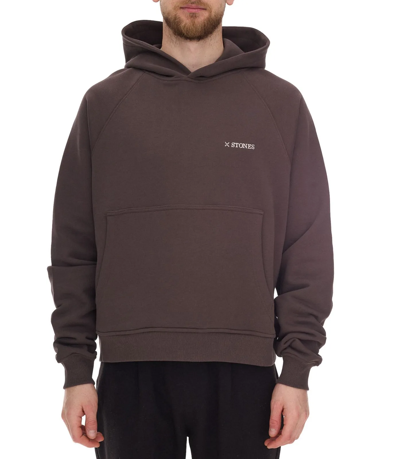 Pullover & Sweater*STONES Herren Hoodie moderner Baumwoll-Pullover Kapuzen-Pullover mit Logo-Stick Oversized-Fit 400gsm Braun, Beige, Schwarz