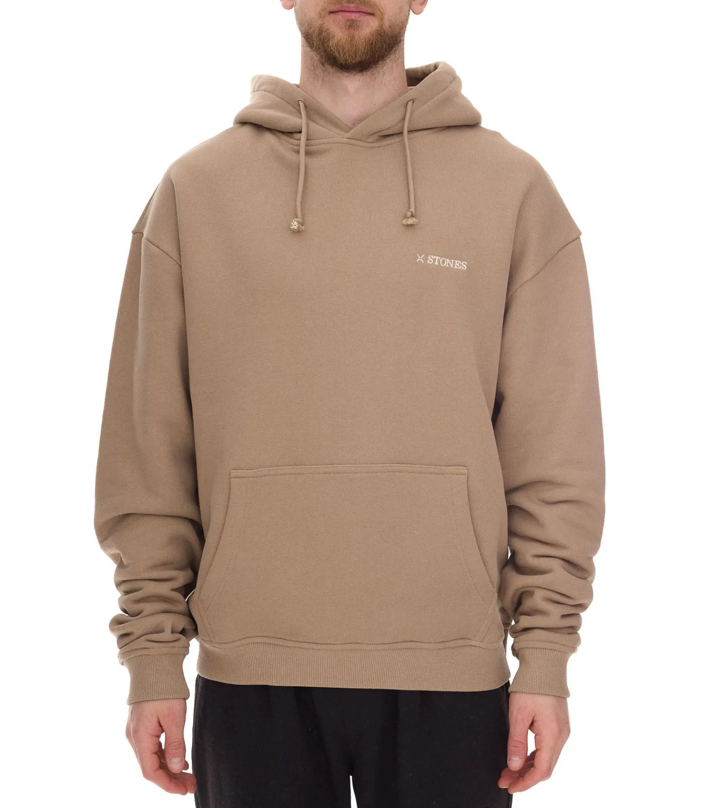 Pullover & Sweater*STONES Herren Hoodie moderner Baumwoll-Pullover Kapuzen-Pullover mit Logo-Stick Oversized-Fit 400gsm Braun, Beige, Schwarz