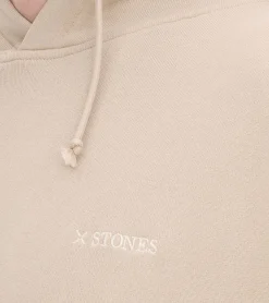 Pullover & Sweater*STONES Herren Oversized-Hoodie moderner Baumwoll-Hoodie 400gsm mit Kapuze mit Logo-Stick Beige