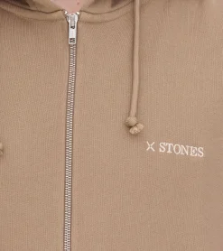 Jacken & Mäntel*STONES Herren Oversized-Jacke moderner Baumwoll-Jacke 400gsm mit Kapuze mit Logo-Stickerei Hellbraun