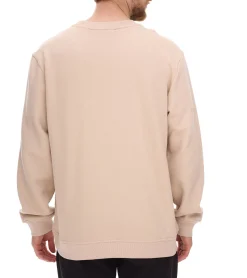 Pullover & Sweater*STONES Herren Oversized-Pullover moderner Baumwoll-Sweater mit Rundhals-Ausschnitt Sweatshirt 400gsm mit Logo-Stick Beige oder Hellbraun