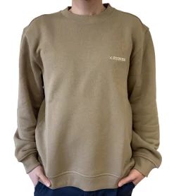 Pullover & Sweater*STONES Herren Oversized-Pullover moderner Baumwoll-Sweater mit Rundhals-Ausschnitt Sweatshirt 400gsm mit Logo-Stick Beige oder Hellbraun