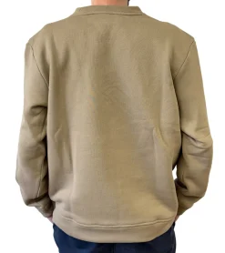 Pullover & Sweater*STONES Herren Oversized-Pullover moderner Baumwoll-Sweater mit Rundhals-Ausschnitt Sweatshirt 400gsm mit Logo-Stick Beige oder Hellbraun