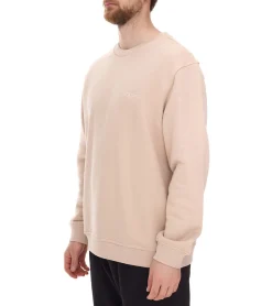 Pullover & Sweater*STONES Herren Oversized-Pullover moderner Baumwoll-Sweater mit Rundhals-Ausschnitt Sweatshirt 400gsm mit Logo-Stick Beige