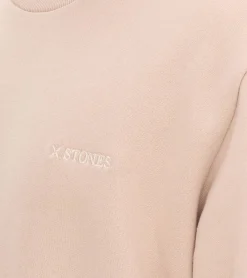 Pullover & Sweater*STONES Herren Oversized-Pullover moderner Baumwoll-Sweater mit Rundhals-Ausschnitt Sweatshirt 400gsm mit Logo-Stick Beige