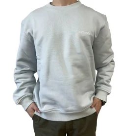 Pullover & Sweater*STONES Herren Pullover aus Baumwolle cooles Oversized-Sweatshirt 400gsm modernes Shirt mit Rundhals und Stick-Logo Hellgrau