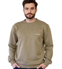 Pullover & Sweater*STONES Herren Pullover 400gsm Rundhals-Ausschnitt im Oversize Schnitt und aus Baumwolle Hell-Braun