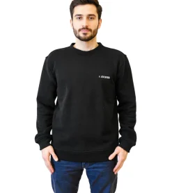Pullover & Sweater*STONES Herren Sweatshirt mit Logo-Stickerei Basic-Pullover moderner Baumwoll-Sweater 400gsm Langarm-Shirt Schwarz