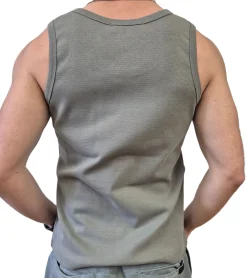T-Shirts & Tank Tops*STONES Herren Tank Top Baumwoll-Shirt Rundhals-Top Achsel-Shirt Unterhemd Oliv-Grün