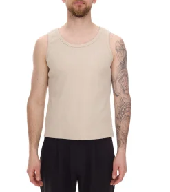T-Shirts & Tank Tops*STONES Herren Tank Top modernes Muskel-Shirt aus Baumwolle Rundhals-Top mit Ripp-Strick-Struktur Unterhemd Beige