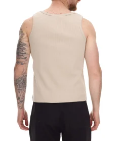 T-Shirts & Tank Tops*STONES Herren Tank Top modernes Muskel-Shirt aus Baumwolle Rundhals-Top mit Ripp-Strick-Struktur Unterhemd Beige