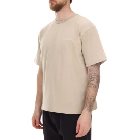 T-Shirts & Tank Tops*STONES Herren T-Shirt klassisches Baumwoll-Shirt mit Rundhals und Stick-Logo Kurzarm-Shirt 240gsm Oversized Beige